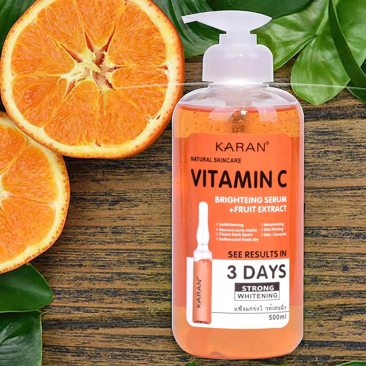 Suero facial con vitamina C y vitamina E de 500 ml, esencia corporal iluminadora, reparadora y antiedad con ácidos frutales VC, esencia de alfahidroxiácidos (AHA)