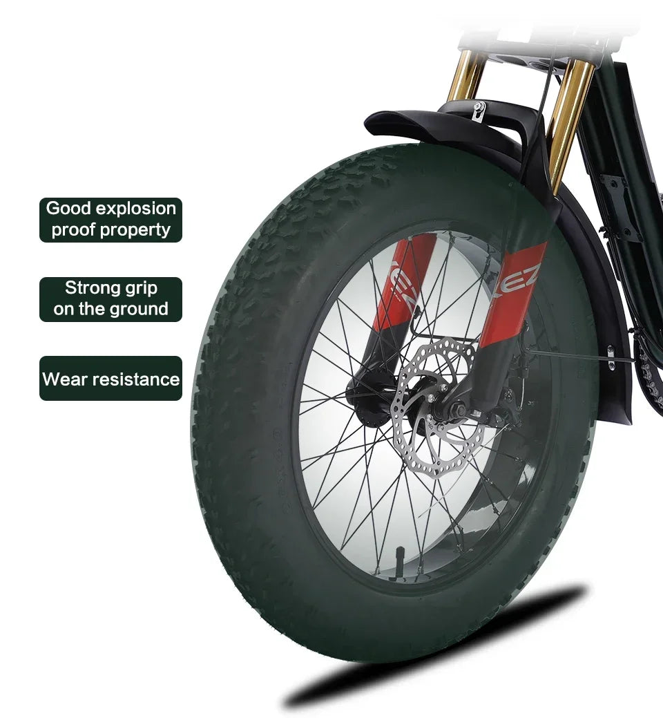 Bicicleta eléctrica retro de 1500 W, 48 V, 36 Ah, 20 x 4 pulgadas, neumáticos anchos, para montaña y nieve, AKEZ, motocicleta para adultos.