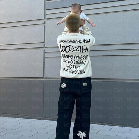 Men Sweater Winter Letters Graphic Pullover Harajuku Casual Loose Cotton Streetwear Sweater Women Hip Hop Knitted Sweater Unisex - Lootquake