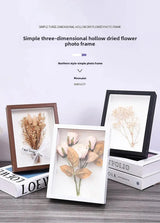 Simple Stereo Hollow 3cm Solid Wood Dried Flower Photo Frame Ornament Creative Handmade DIY Dried Flower Embellishment Picture F