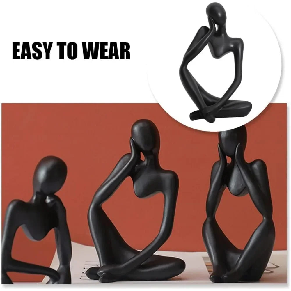 Escultura de minipensador, adornos de resina negra, esculturas abstractas modernas para escritorio, decoración del hogar, sala de estar, oficina