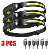 Linterna frontal con sensor LED, linterna frontal recargable, batería integrada, 5 modos de iluminación, para pesca y camping.