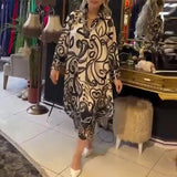 Vintage Fashion Printed V-neck Long Dress Women Spring Long-sleeved Loose Bohemian Dress Autumn Casual A-Line Maxi Dress Vestido - Lootquake