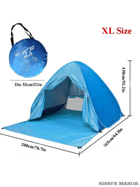 With Door Curtain 2-3Persons Pop Up Beach Tent Automatic Quickly Open Outdoor Camping Tour UV50+ Portable Ultralight Sunscreen - Lootquake