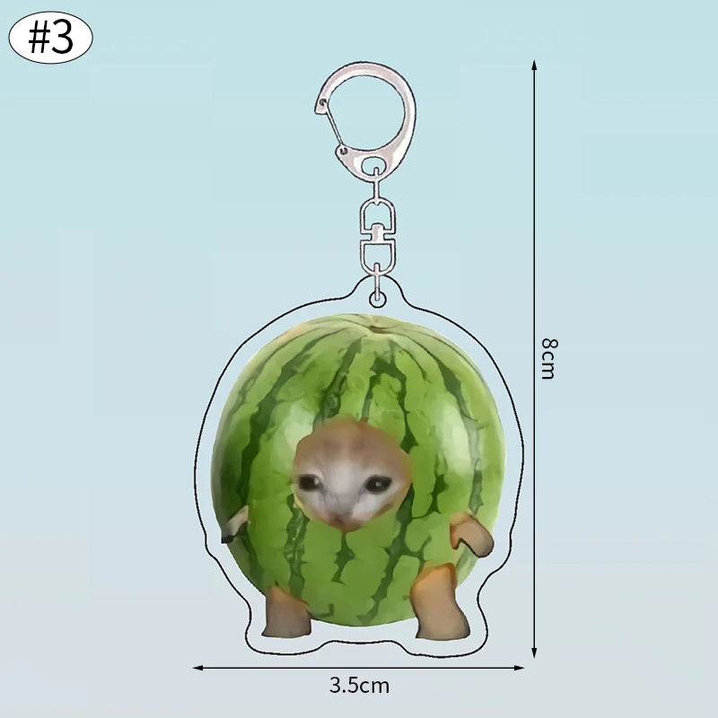 Funny Banana Cat Key Chain Creative Acrylic Happy Cats Schoolbag Pendant Bag Accessories DIY Mobile phone Lanyard Student Gift - Lootquake