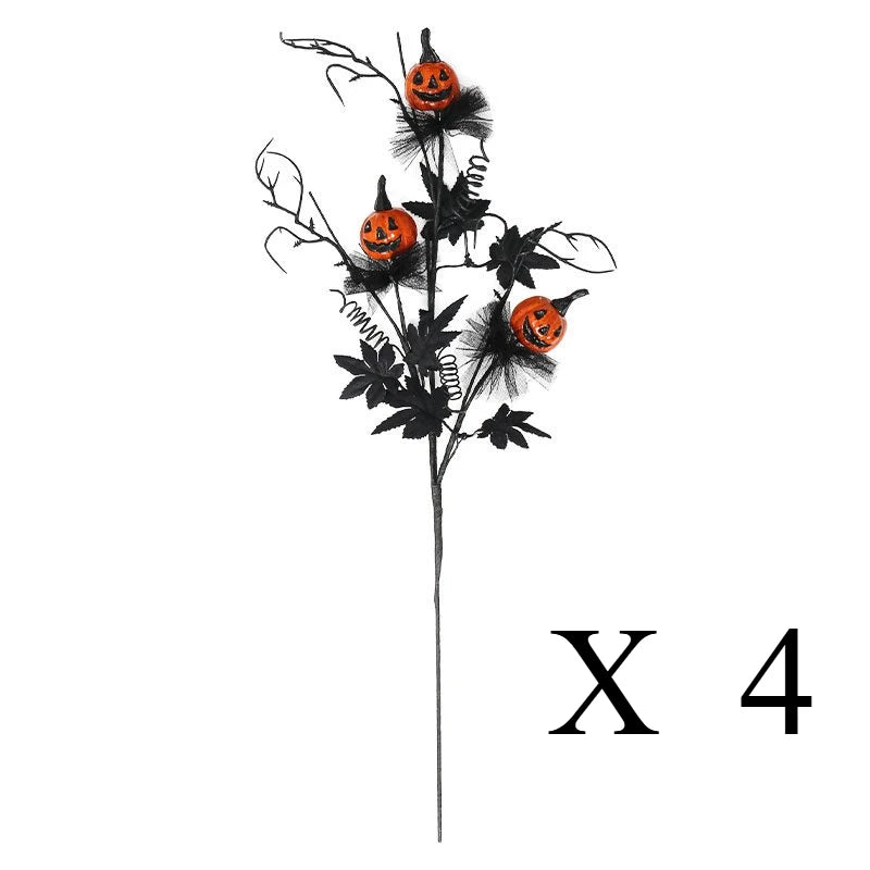 2025 Halloween Decoration Flower Black Terrifying Pumpkin Head Bouquet For Teapoy Dining Table Fireplace Home Party Decor Props