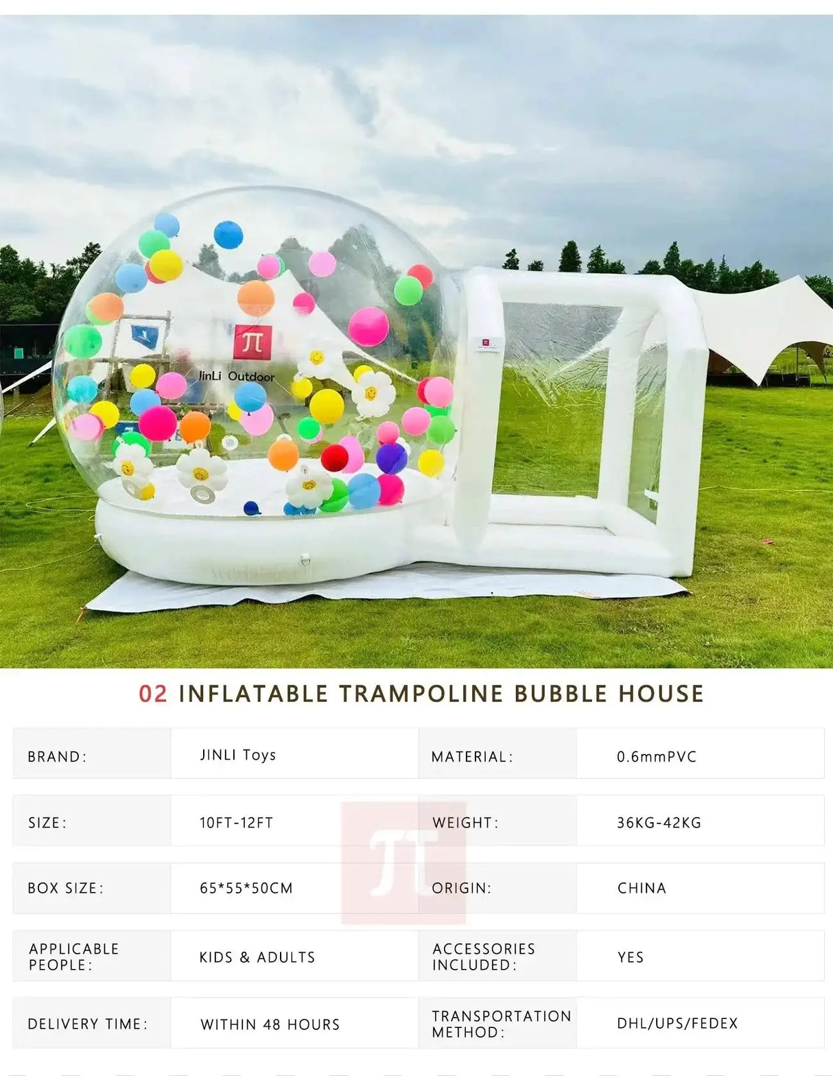 Inflatable bubble house PVC tent includes blower/protective carpet/PVC repair glue/air pump/colorful balloons/free shipping - Lootquake