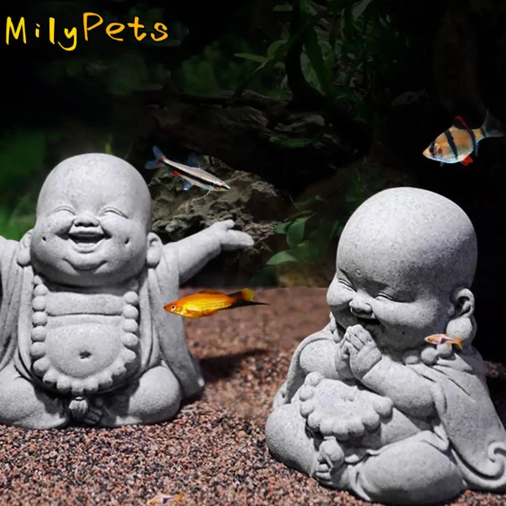 Adorno de Buda sonriente gordo de estilo chino, escultura de Buda de dibujos animados de arenisca verde, estatua de Buda tallada a mano
