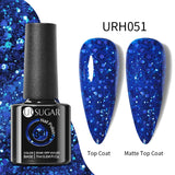 UR SUGAR Blue Color Rubber Base Gel Nail Polish Gold Glitter Base Gel Top Coat Soak Off UV LED Gel Nail Art Varnish Manicure