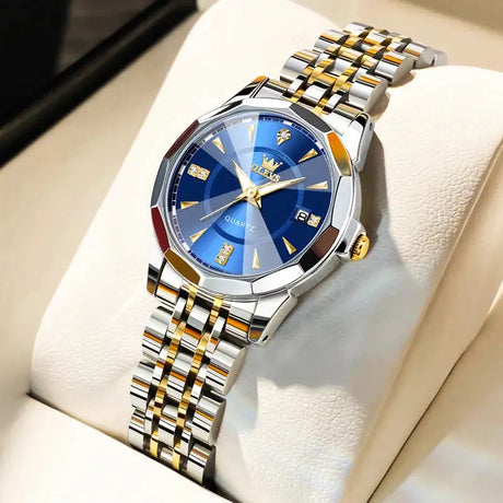 OLEVS Original Brand Elegant Women's Watches Waterproof Luminous Quartz Watch for Lady Necklace Bracelet Gift Box Set Calendar - Lootquake