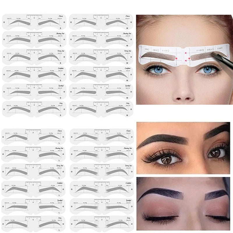 Ensemble de pochoirs à sourcils réutilisables, règle souple, outil de définition des sourcils, guide de dessin des sourcils, style, mise en forme, toilettage, modèle, carte, outils de maquillage
