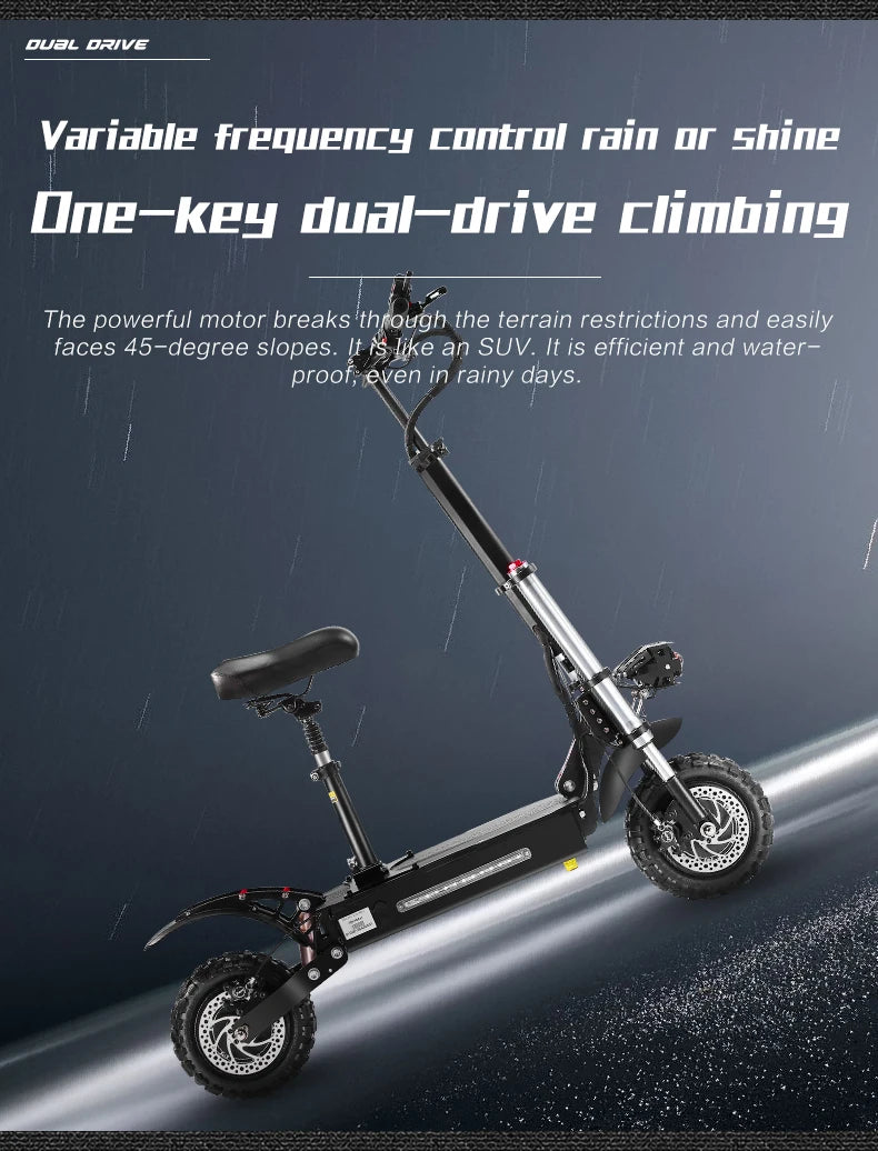 6000W Powerful Electric Scooter 60V 38Ah Max Speed 85km/h 100kmRange 11'' Tires Dual Shock Absorbing Folding EScooter for Adults