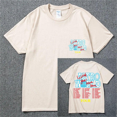 New Summer Hip Hop T Shirt Men Women Cactus Jack Harajuku T-Shirts WISH YOU WERE HERE Letter Print Tee Tops - Lootquake