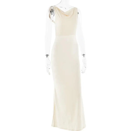 Sibybo Fashion Elegance Sleeveless Backless Long Dress Basics Solid Color Skinny Robe 2024 Temperament Women Club Party Dresses - Lootquake