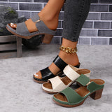 Women Summer Lightweight Hollow Sandals High Heels New Dress Chunky Open Toe Slippers Female 2024 Casual Slingback Slides Shoes - Lootquake