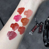 Rouge à lèvres liquide violet foncé, léger, longue tenue, transparent, hydratant, effet miroir, rose pêche, antiadhésif