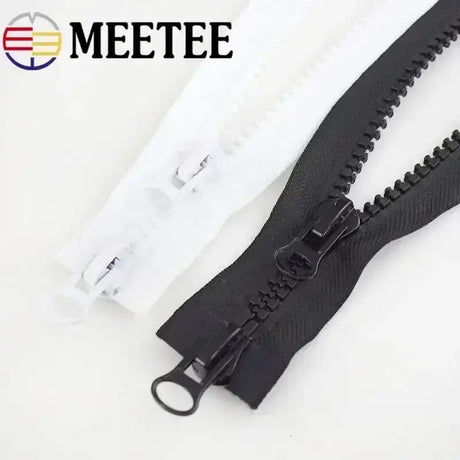 1Pc Meetee 60-300cm 5# Resin Zippers Black White Double Slider Open-End Zips for Sewing Coat Tent Zipper Closure DIY Accessories - Lootquake