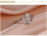 Skyrim Viking Compass Helm of Awe Ring Stainless Steel Gold Color Women Rings Aegishjalmur Nordic Amulet Jewelry Gift for Lover - Lootquake