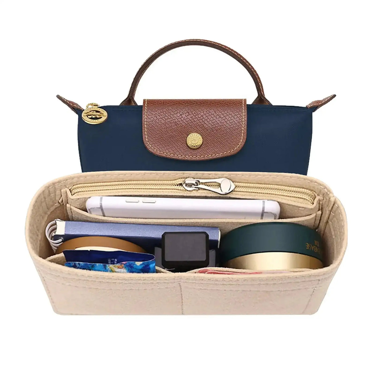 Felt Insert Bag Organizer Bag In Bag For Handbag Purse Organizer for Longchamp Mini Shoulder Bag - Lootquake
