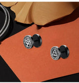 Gothic Norse Viking Runes Stud Earrings for Men Boys,Rock Punk Stainless Steel Valknut Wolf Head Compass Celtic Knot Earrings - Lootquake