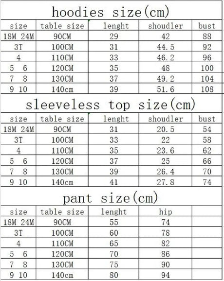 Autumn Baby Girl 3 Pieces Clothes Set Children Long Sleeve Letter Pullover + Sleeveless Top + Sport Pant Suit Girls Tracksuit - Lootquake