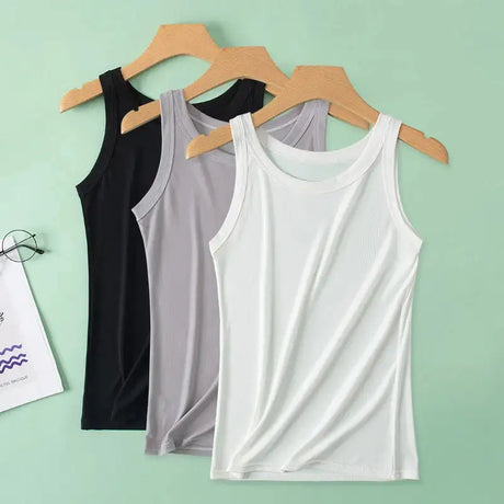 European and American Yards Ladies Suspender Vest Sleeveless Top Solid Color Sexy Thread Bottoming Thin Vest Four Seasons Essent - Lootquake