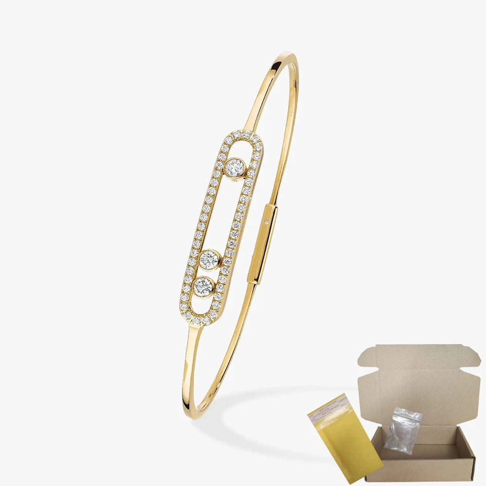 Pulsera de mujer en plata de ley S925, serie clásica MOVE/TWIN, pulsera de diamantes franceses, regalo navideño, joyería de alta calidad.