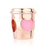 Dije de plata de ley 925 con forma de café, vino tinto, cafetera, copa de champán, compatible con pulseras colgantes originales, joyería DIY para mujer.