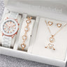 5/6PCS Women Watches Fashion Silicone Band Women Quartz Watches Jewelry Set Reloj Mujer Girls Clock Gift (Without Box) - Lootquake