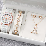 5/6PCS Women Watches Fashion Silicone Band Women Quartz Watches Jewelry Set Reloj Mujer Girls Clock Gift (Without Box) - Lootquake