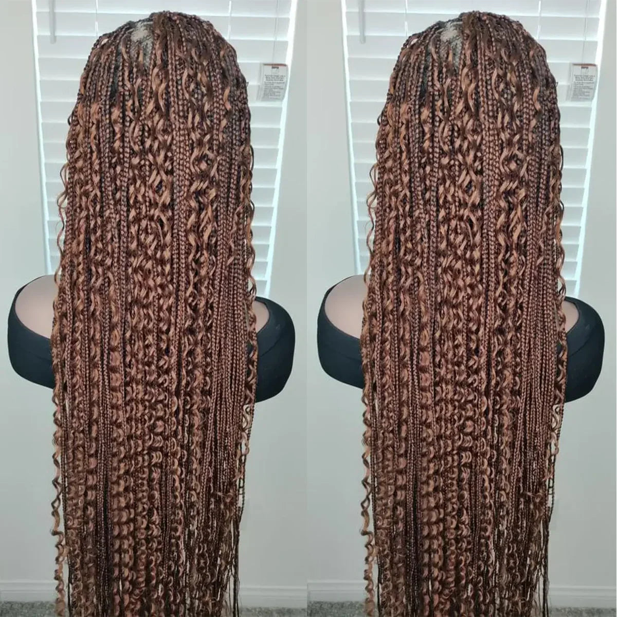 Bohemian knotless braids Full lace wig Natural black or  28"-30" Curly for black women