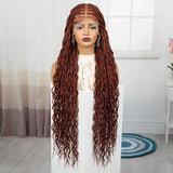 36" Boho Box Braids Wig with Curly Accents | HD Full Lace | Baby Hair
