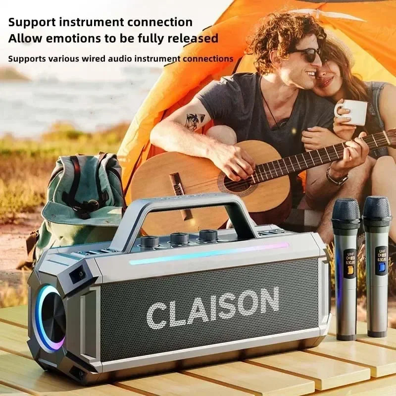 Enceinte Bluetooth sans fil haute puissance 300 W, portable, étanche IPX6, idéale pour les fêtes en extérieur.