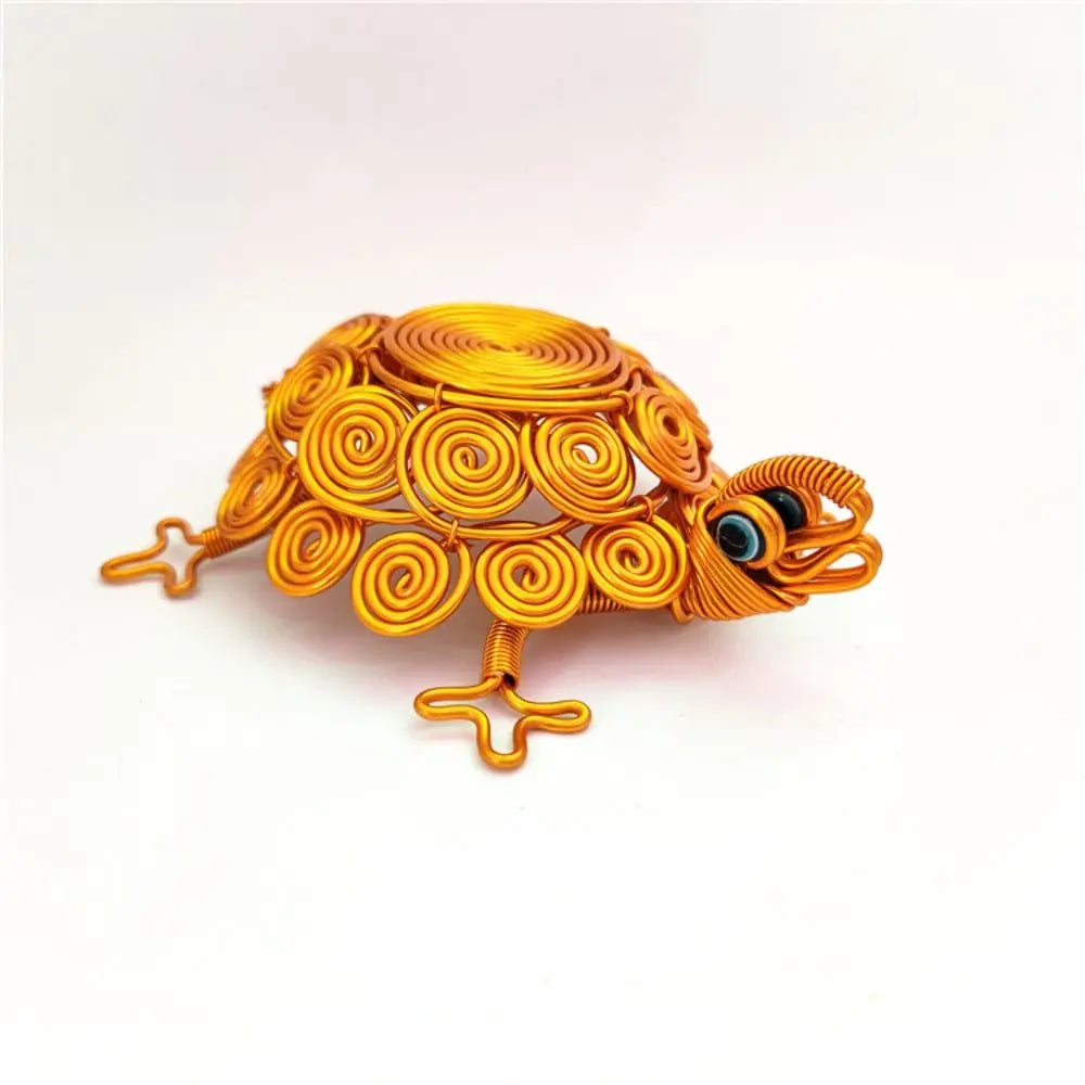 Sculpture Handmade Turtle Statue Woven Collectible Aluminum Wire Tortoise Figurine Crafts Cartoon Turtle Retro Ornaments