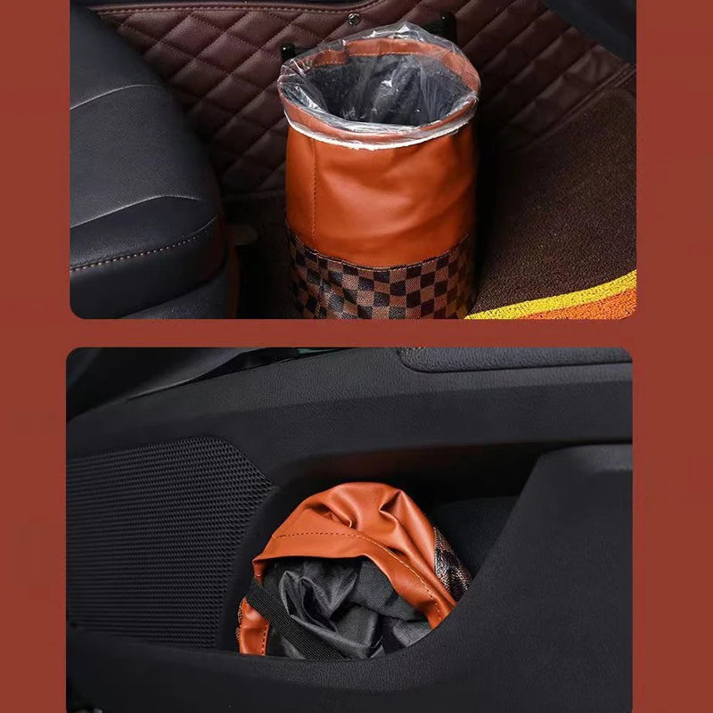 Contenedor de basura plegable para coche con almacenamiento multifuncional, impermeable, de gran capacidad y con montaje trasero, accesorios para coche