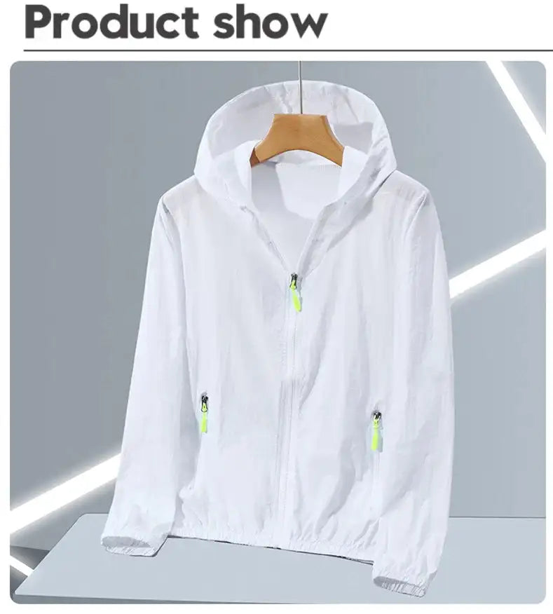 2023 Summer Men's Windbreaker Big Size Sun Protection Clothing Korean Style Ultra-thin Streetwear Zipper Hooded Jackets Man - Lootquake