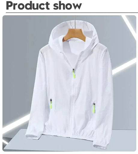 2023 Summer Men's Windbreaker Big Size Sun Protection Clothing Korean Style Ultra-thin Streetwear Zipper Hooded Jackets Man - Lootquake