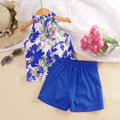 Kids Sets For Girls 4-7 Years Summer Girls Dopamine Print Sleeveless Top & Shorts Leisure Daily Classic Style Baby Girl Set - Lootquake