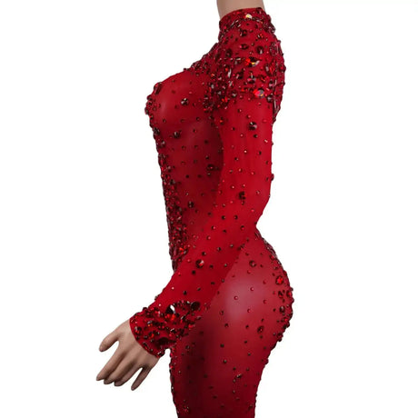 Sexy Party Banquet Evening Dresses Women Sparkly Rhinestone Long Dress Nightclub Singer Stage Costume Festival Clothing Cuixing - Lootquake