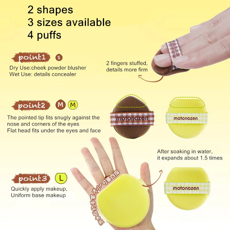 MOTONEOZEN 4pcs Makeup Blending Puffs Powder Foundation Concealer Details Cosmetic Beauty Sponge Applicator Tool Wholesale