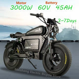 Bicicleta eléctrica de carretera Ebik Black Warrior de 3000 W, 60 V, 45 Ah, para adultos, todoterreno de 20 pulgadas, con neumáticos anchos, 2000 W.