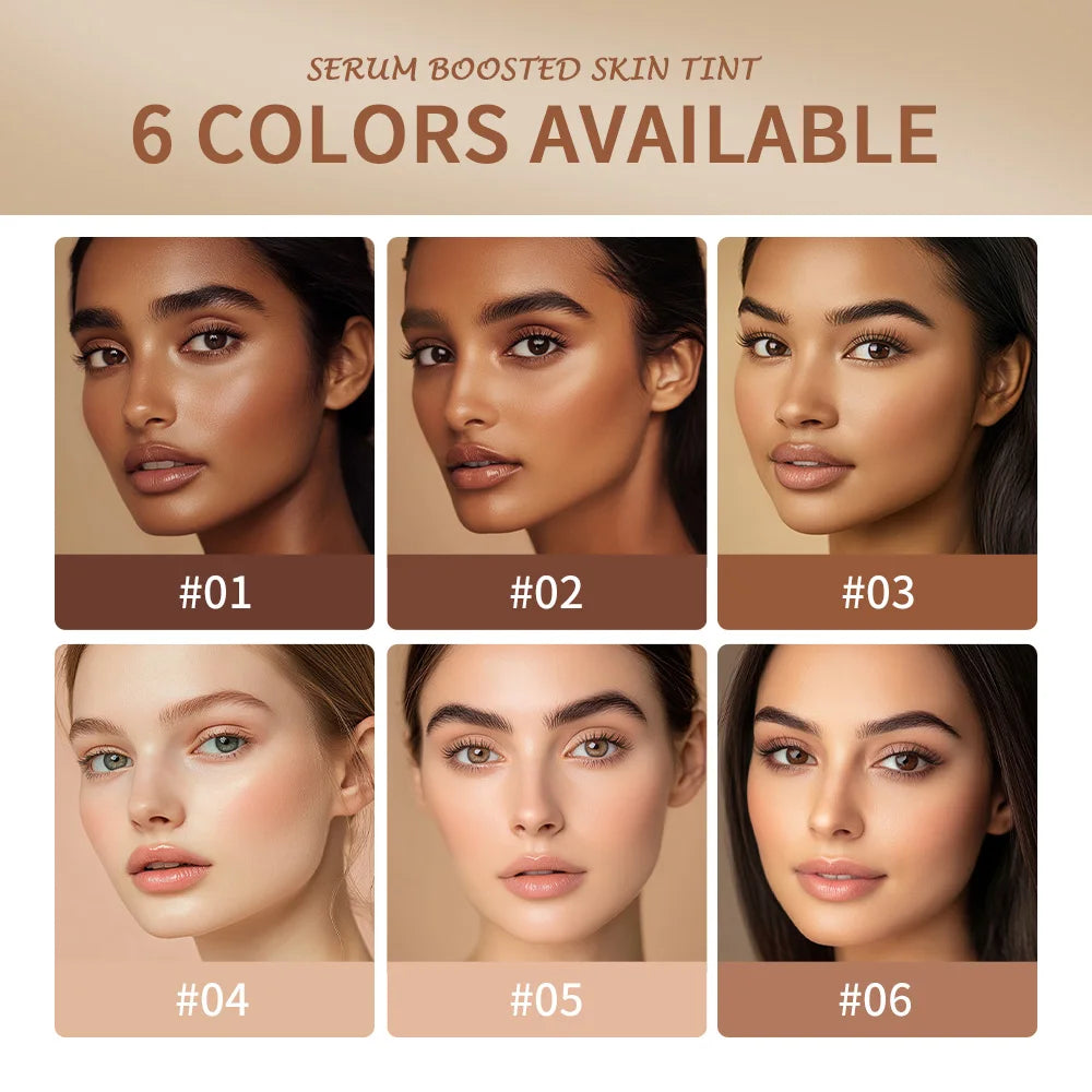 Foundation Tint Stick Balm Serum Boosted Skin Tint Plumper Foundation Stick Smooth Plumper Travel 6 Colors with Fingertips Makeu