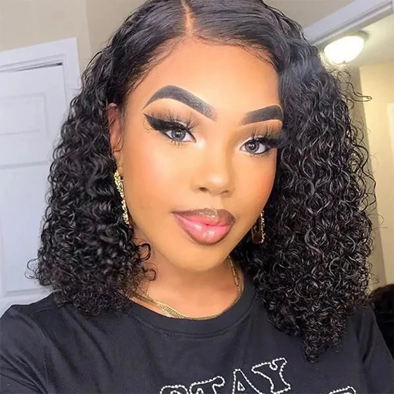 12" Deep Wave Bob Wig | 4x4 Lace Closure Wig | Brazilian Virgin Hair | Glueless Bob Wig