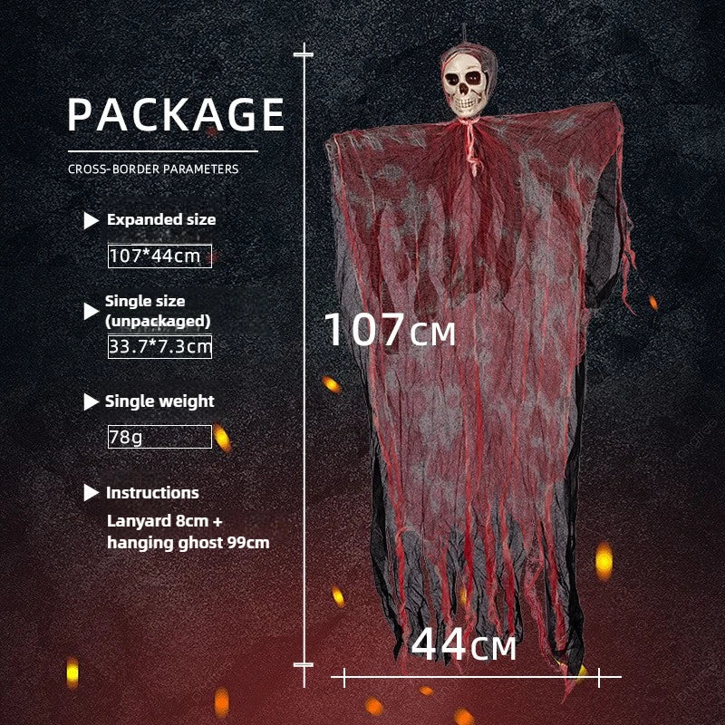 Halloween Decoration Hanging Ghost Skeleton Gauze Ghost Face Scary Pendant for Haunted House Decor, Patio Porch Skull Props