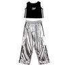 Girls Jazz Dance Hip Hop Outfit Child Model Catwalk Stage Dance Show Costume Black Navel Top White Trousers - Lootquake