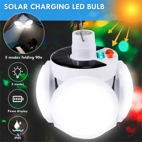 Portable Solar Powered LED Rechargeable Camping Light Hook Tent Light Multifunctional Outdoor Emergency Lighting Spotlight - Lootquake