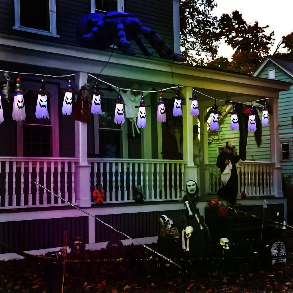 New Halloween Horror Atmosphere Creative Hanging Decorations Haunted House Scene Decoration LED Lights Ghost Party Garden