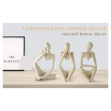 Y51A-3Pcs Minimalist Decor Abstract Thinker Statue Sculpture Set,Neutral Home Decor Mini Sandstone Thinker Figurines Easy To Use