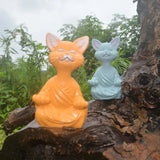 Meditation Cat Sculpture Garden Decoration Resin Yoga Sitting Zen Cat Home Ornament Outdoor Garden Figurine Home Decorations