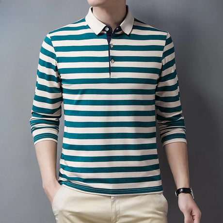 Male Sweatshirts 100℅ Cotton Pullover Stripe Business Formal Red Mens Polo Shirts Clothing Deals High Quality New Luxury Sale Xl - Lootquake